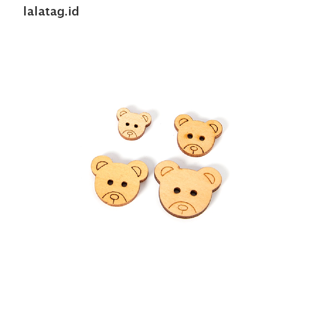 [lalatag] 50pcs Kancing Natural Teddy Bear Ch Kancing Jahit Kayu Buttons [ID]