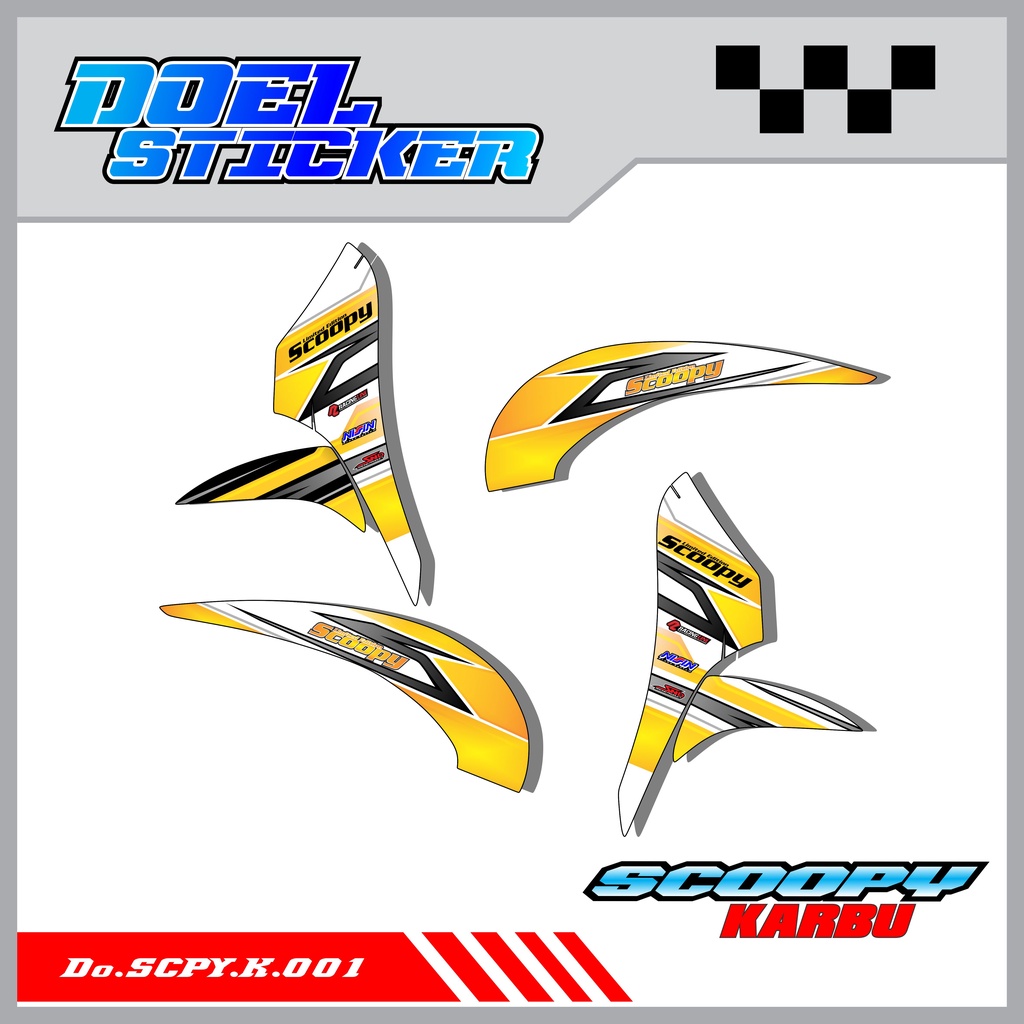 Sticker Striping Honda SCOOPY Karbu Tahun 2010-2013 List Variasi Hologram , Crome Doel 001