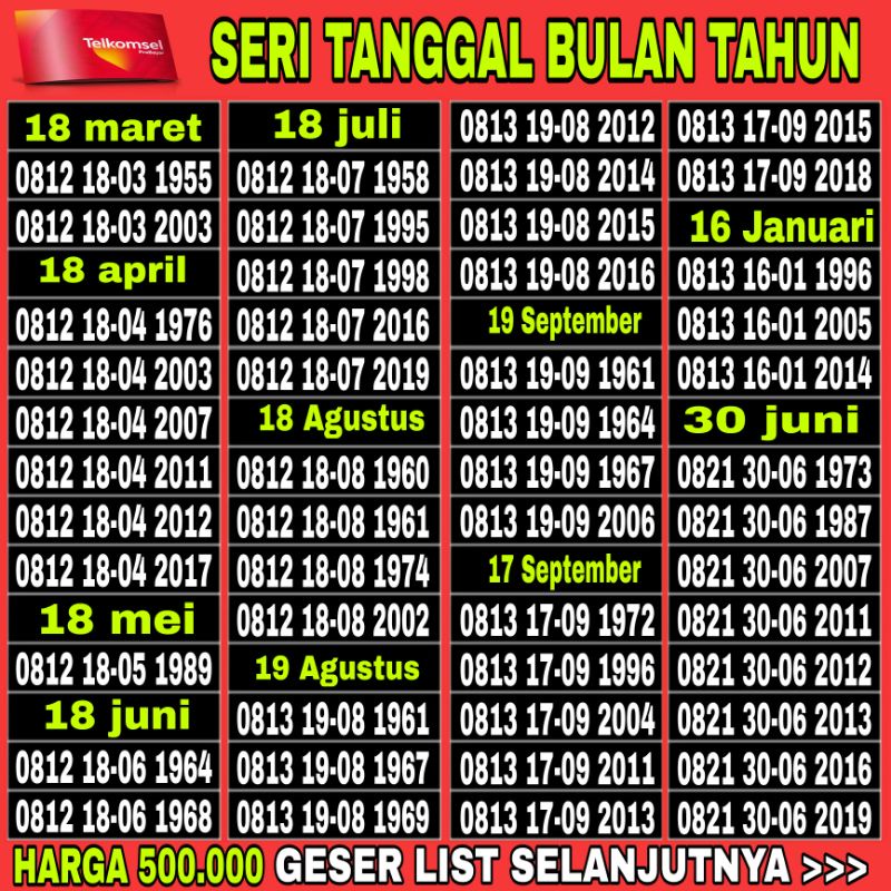 nomor cantik simpati 4g Telkomsel super 1111 8888