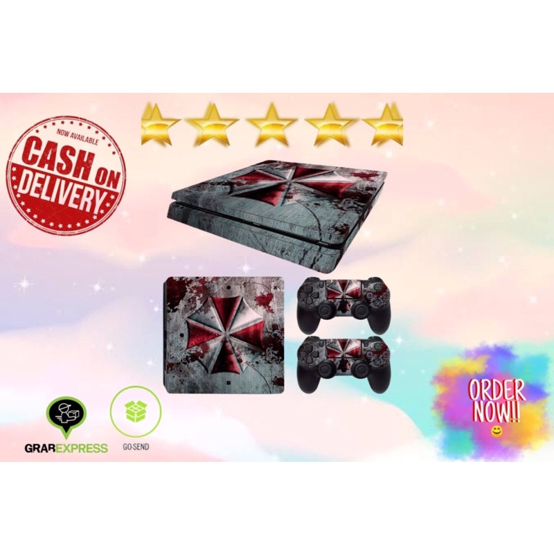 GARSKIN STICKER PS 4 FAT/SLIM/PRO RESIDENT EVIL UMBRELLA (BISA CUSTOM)