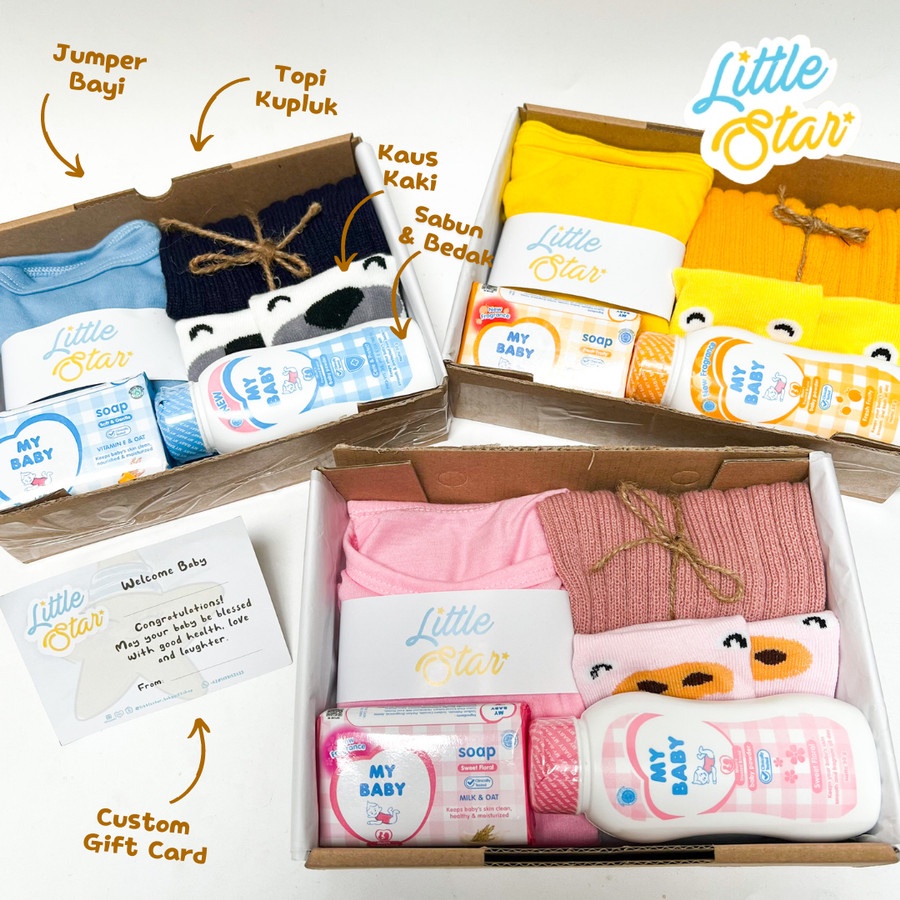 LS 5in1 Hampers Bayi Newborn Baby Gift Set Baju Sabun Bedak Paket Hadiah Kado Lahiran