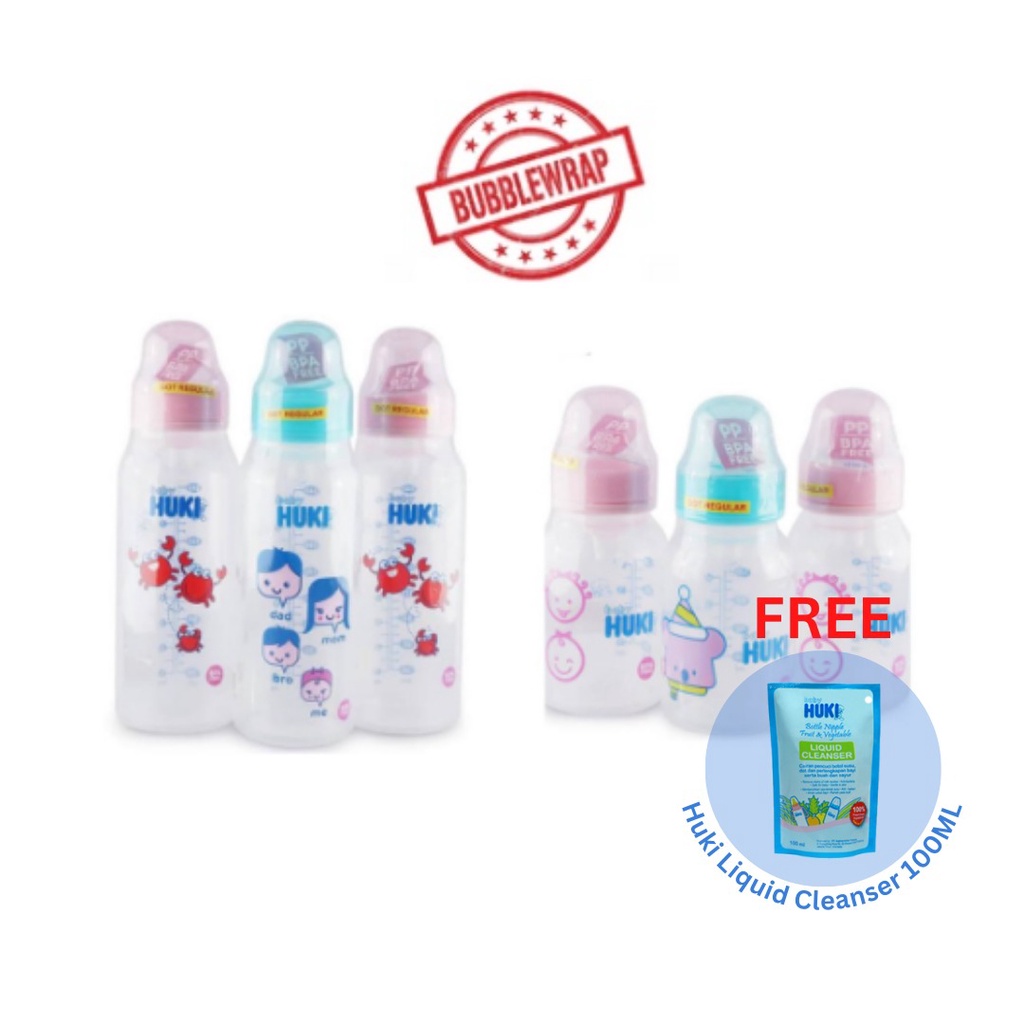 HUKI BOTOL SUSU 120ML / 240ML  (DOT BULAT)