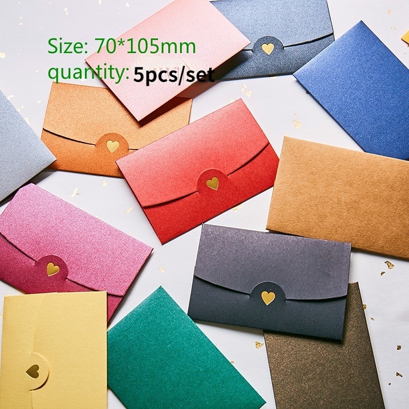 5pcs/set Amplop Love Hati Kecil Undangan Pernikahan Amplop Kertas Amplop