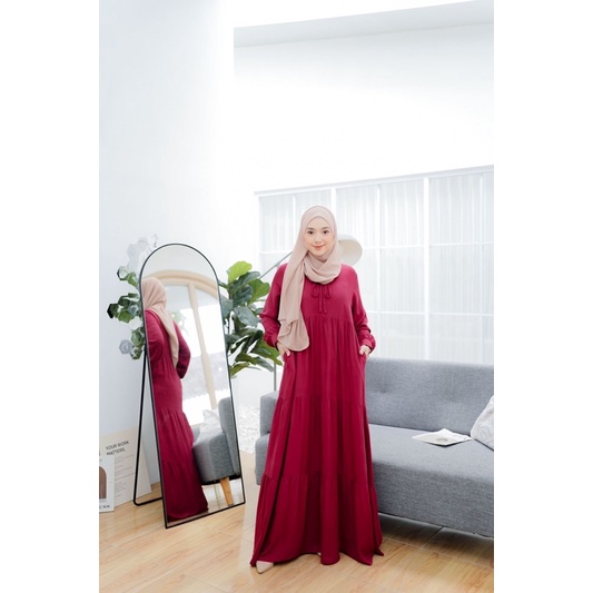 GlizHijab | Aurel Dress | Kondangan Series Baju Lebaran Fashion Muslim Dress Simple Elegant Gamis Kekinian Set OOTD Hijab Basic Dress Hijab-4