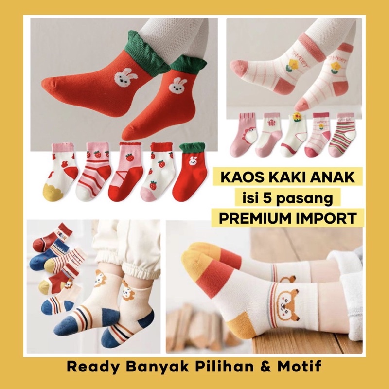 5 pasang KAOS KAKI ANAK LAKI LAKI KAOS KAKI ANAK PEREMPUAN BALITA KAUS KAKI KARTUN LUCU KARAKTER KAUS KAKI IMPORT 5 in 1