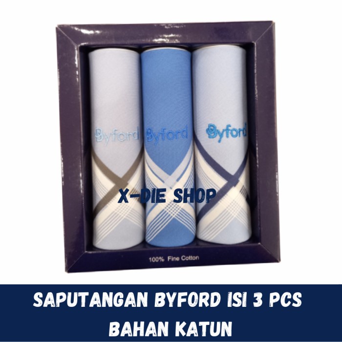Saputangan Pria BYFORD Isi 3 PCS Katun Sapu Tangan Handkerchiefs