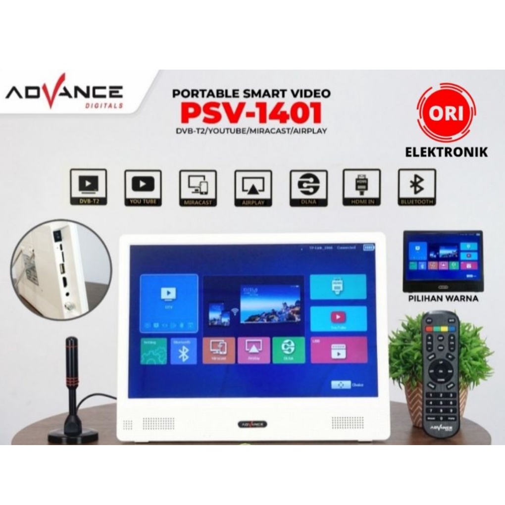 PROMO MURAH  ADVANCE PORTABLE SMART TV PSV-1401 (DVB-T2/YOUTUBE/MIRACAST/AIRPLAY)