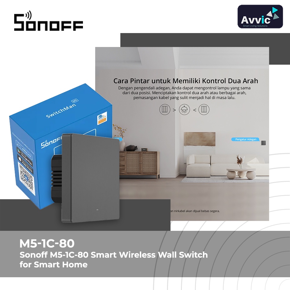 Sonoff Smart Wall Switch M51C80 saklar wireless smart home IOT