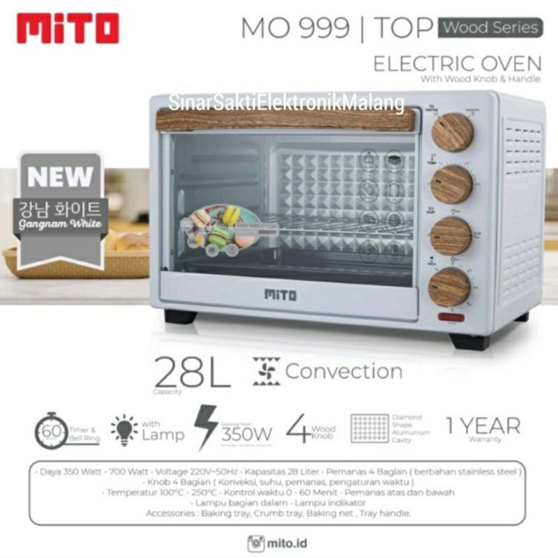 Oven Mito MO 999 Top Kapasitas 28 Liter - Oven Listrik Mito Top MO999 28liter