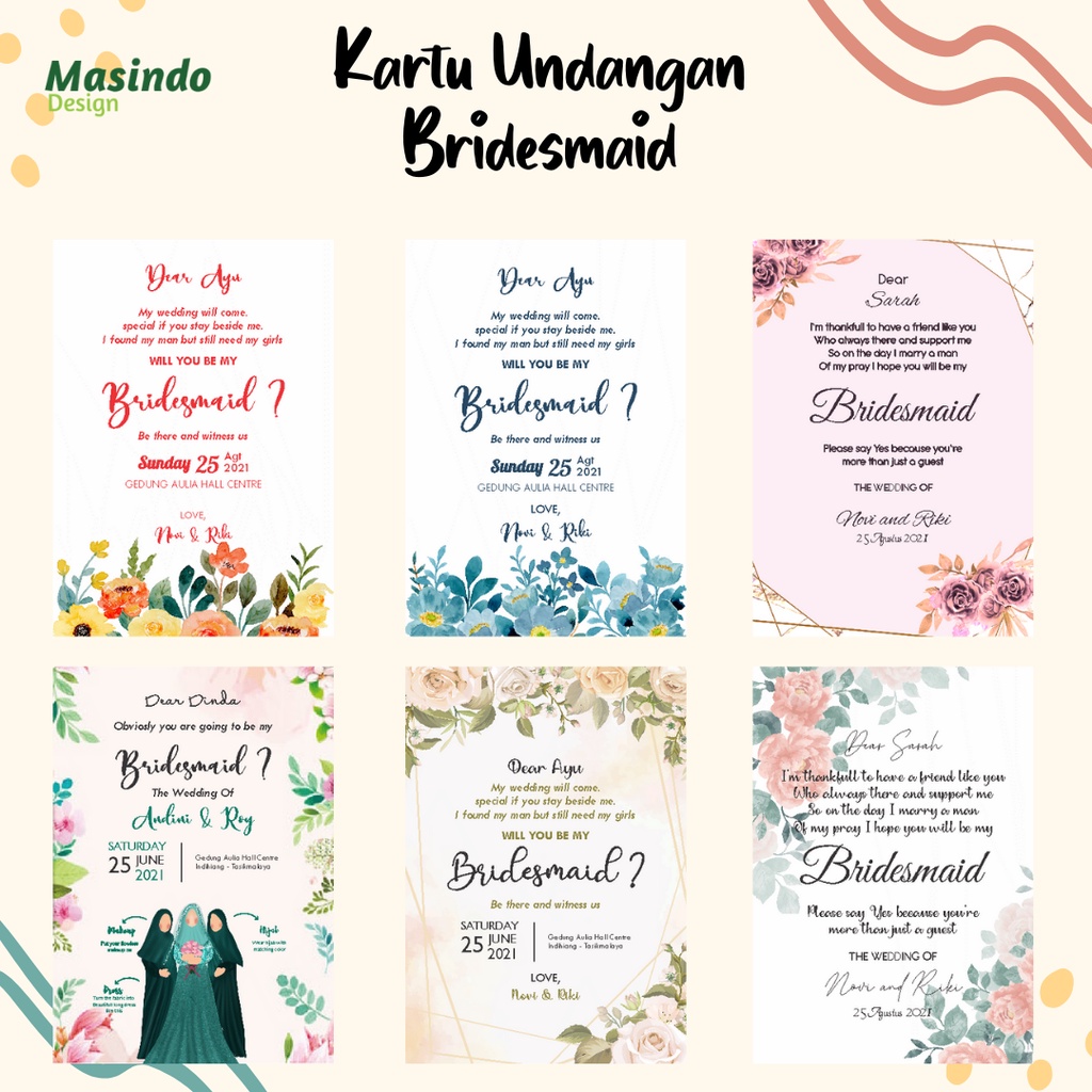 

Kartu Bridesmaid isi 8pcs