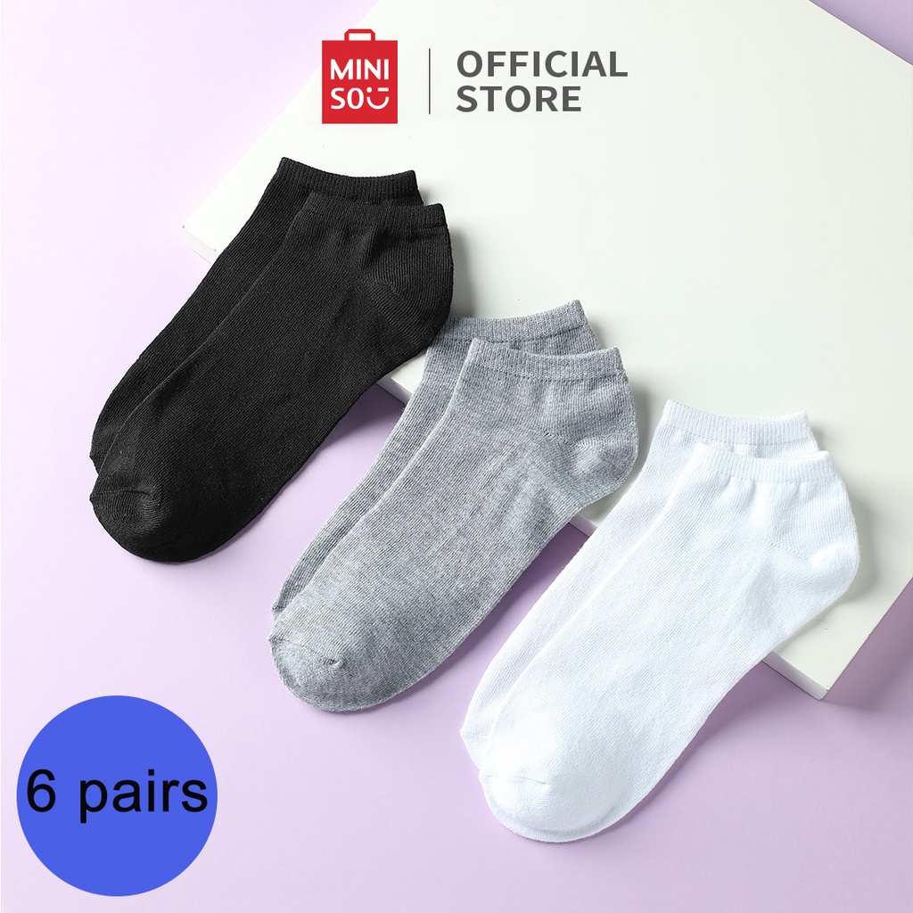 MINISO Kaos Kaki Pria 6 pasang Kaos Kaki Dasar Pria Ankle Socks Men Kaos Kaki Pendek Pria