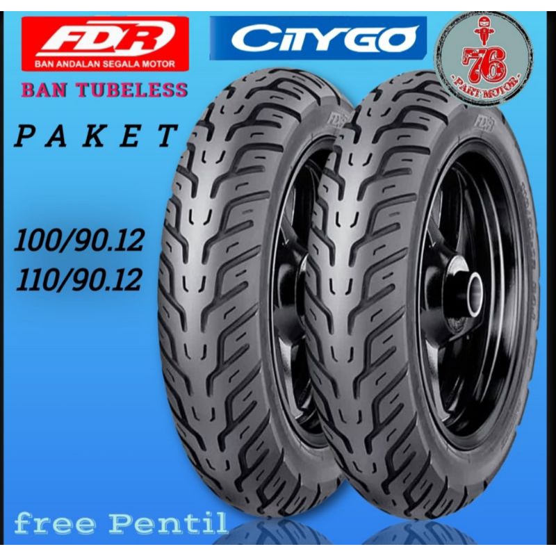 PAKET BAN TUBELESS FDR CITY GO 100/90.12 dan 110/90.12 free pentil