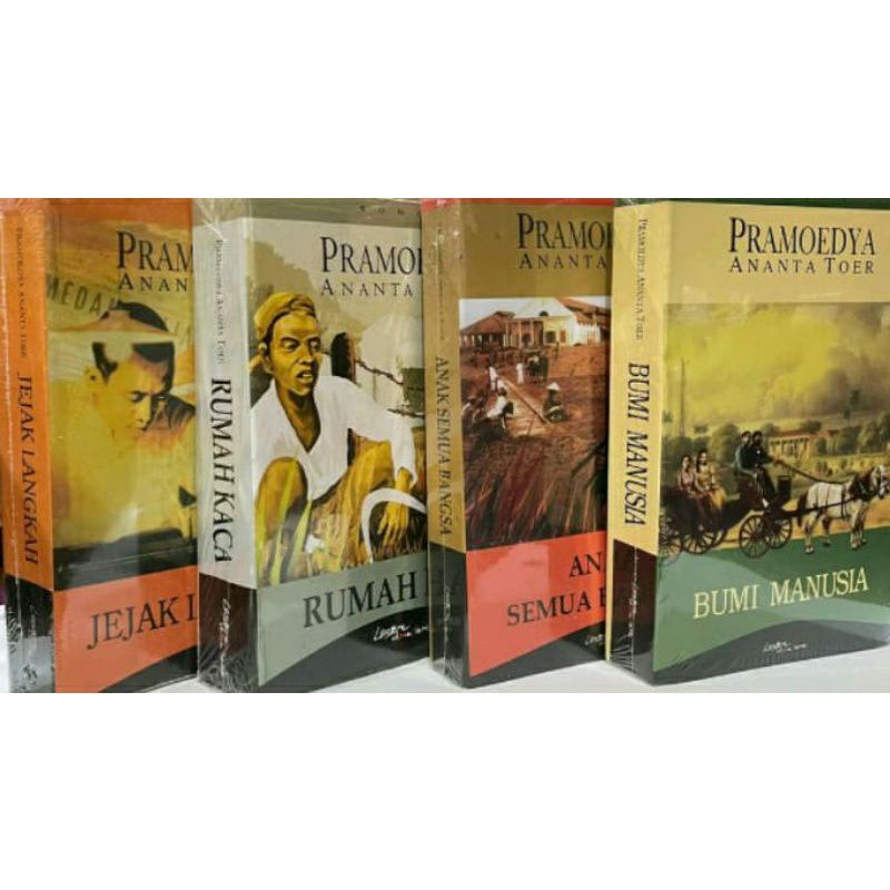 

Paket 4 Buku Tertalogi Pulau Buru Pramoedya Bumi Manusia, Anak Semua Bangsa, Jejak Langkah, Rumah Kaca