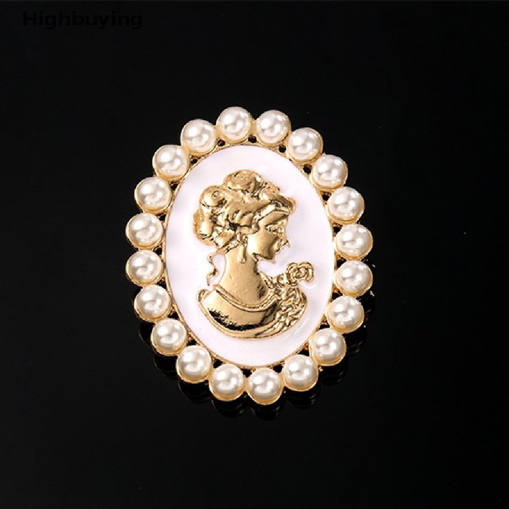 Hbid 1pc Vintage Emas Kecantikan Kepala Mutiara Bros Alloy Drip Minyak Plag Lapel Pin Glory