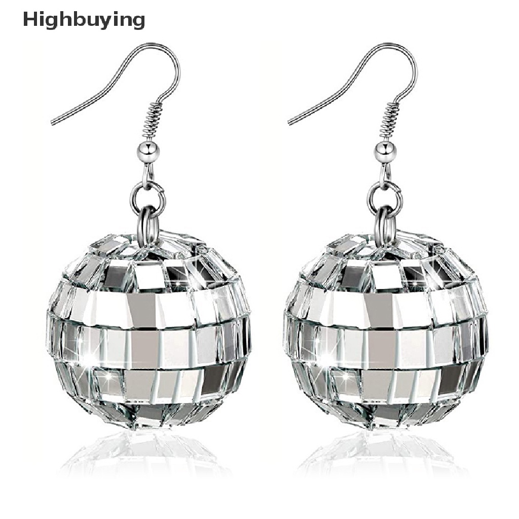 Hbid 1pasang 70s Warna Perak Shiny Disco Ball Menjuntai Anting Untuk Wanita Keren Fashion Perhiasan Retro Bulat Drop Earrings Glory