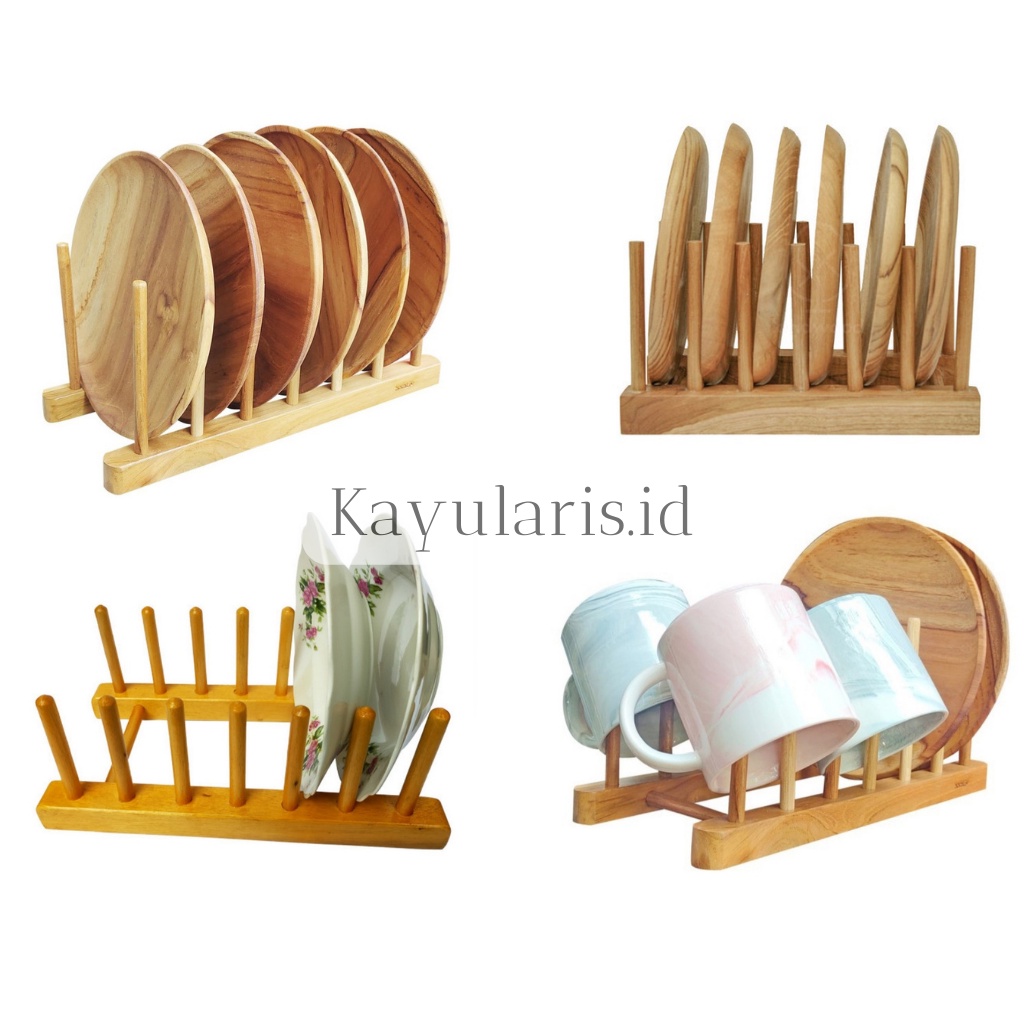 RAK KAYU DAPUR MINIMALIS TEMPAT PENYIMPANAN SERBAGUNA TATAKAN PIRING GELAS MEJA MAKAN RAK PIRING KAY