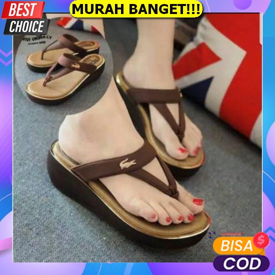 Sandal Wanita Terbaru/Sepatu Sendal Wedges Karet Jelly Import Irsoe 321M/Sendal Korea Import Abbusho
