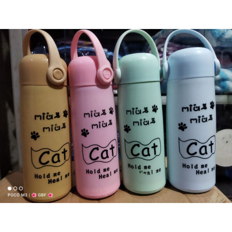 BOTOL KACA KARAKTER KUCING/TERMOS KACA