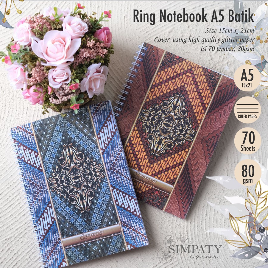 

Ring Notebook A5 | Diary | Buku Tulis A5 | Agenda motif Batik Simpaty