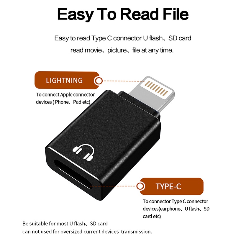 Jcally OTG Adaptor 8pin Pencahayaan Ke USB C Tipe C headset Konversi U disk card reader Transmisi Untuk ios