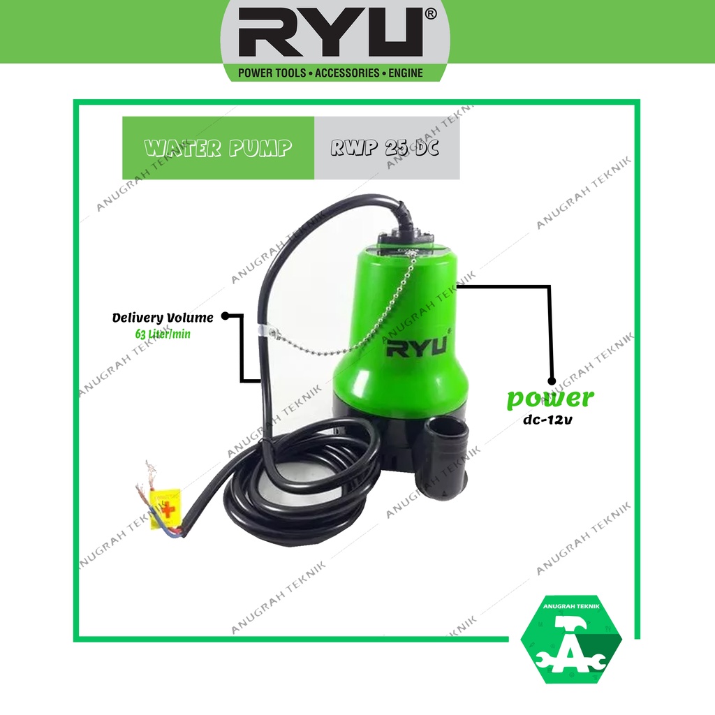 RYU RWP 25 DC Pompa Celup Air Dc 12 V / Water Pump RWP 25 DC / Pompa Kolam Submersible Pump 12 Volt 