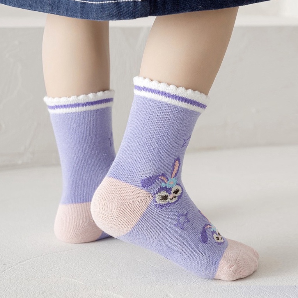 BRGUNIK Kaos Kaki Anak Motif Stella Lou Kaus Kaki Bayi Kelinci Lucu KK061