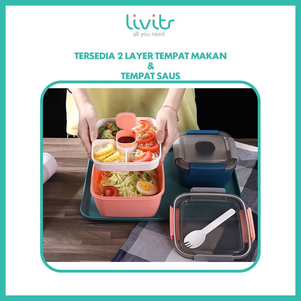 2IN1 KOTAK MAKAN SET !!! Kotak Makan Portabel Double-Layers I Lunch Box kotak Makan I BPA Free