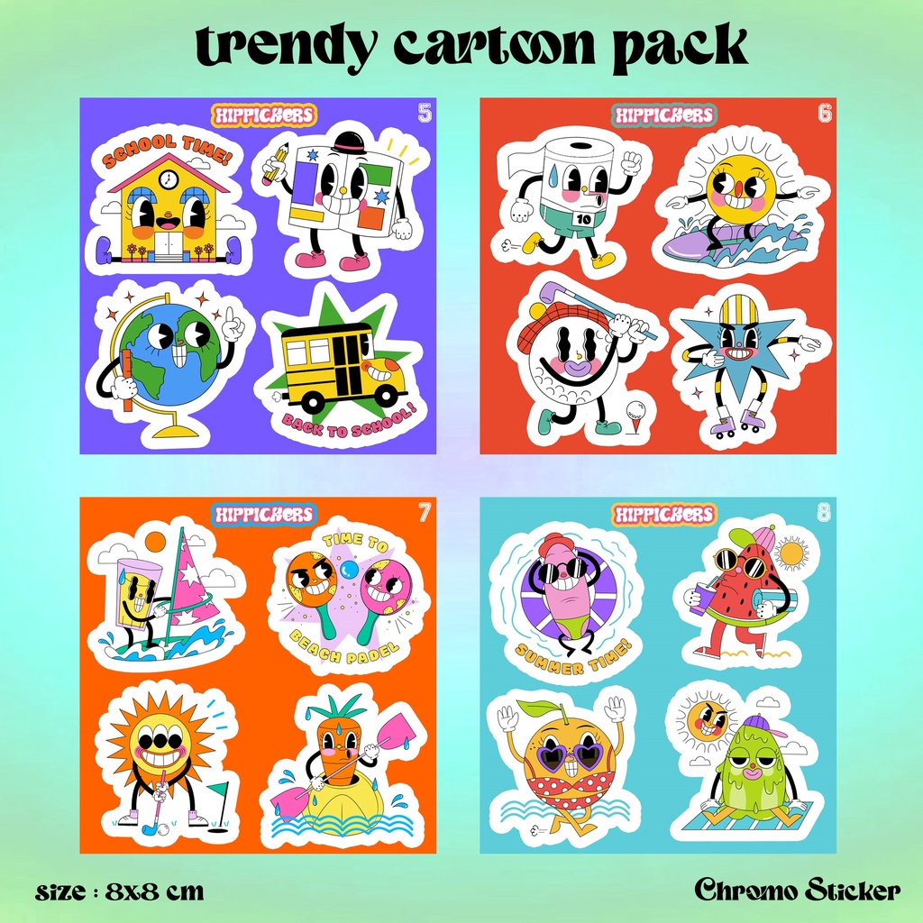 

(hippickers) Trendy Cartoon Sticker Pack 5-8