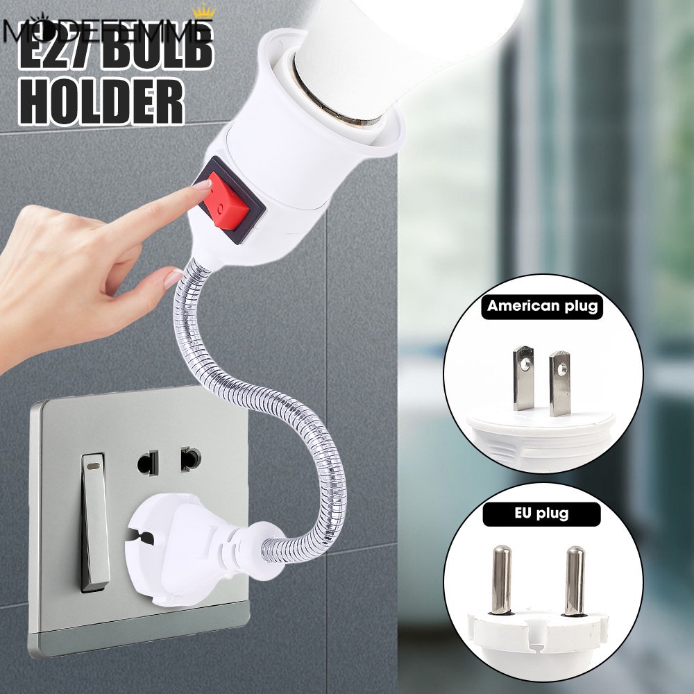 Stop Kontak Bohlam Sekrup Dengan Saklar360° Rotatable E27 Bulb Holder Universal Light Bulb Extension Adapter EU/US Plug Selang Alas Lampu Untuk Kamar Koridor Dapur