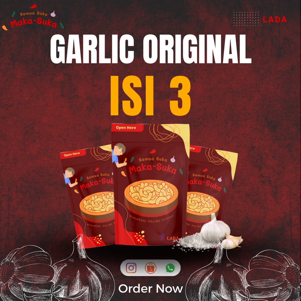 

Maka-Suka Makaroni - Garlic Original - 150gr x 3