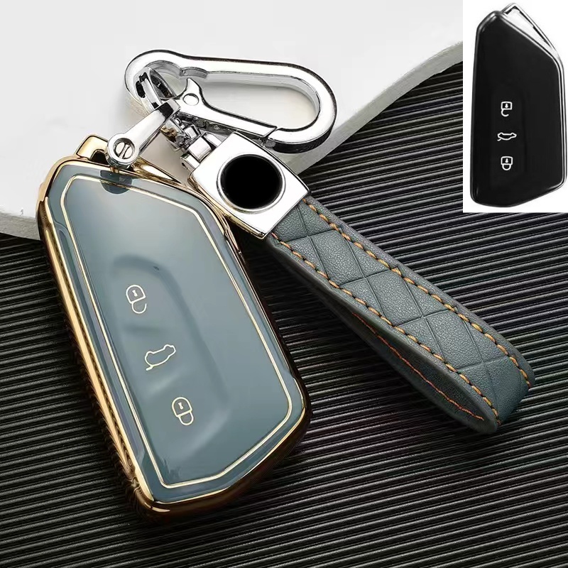 Volkswagen Case Kunci Mobil Jok Skoda Key Cover Shell Untuk Golf8 MK8 Octavia Leon MK4 Key Fob Protector Holder Keyless Accessories