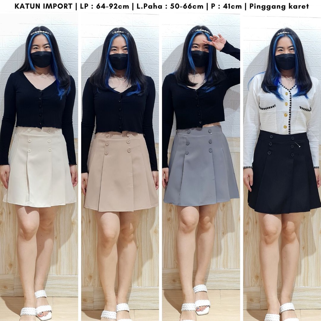 4705 saren left-right 3 button skort rok korea