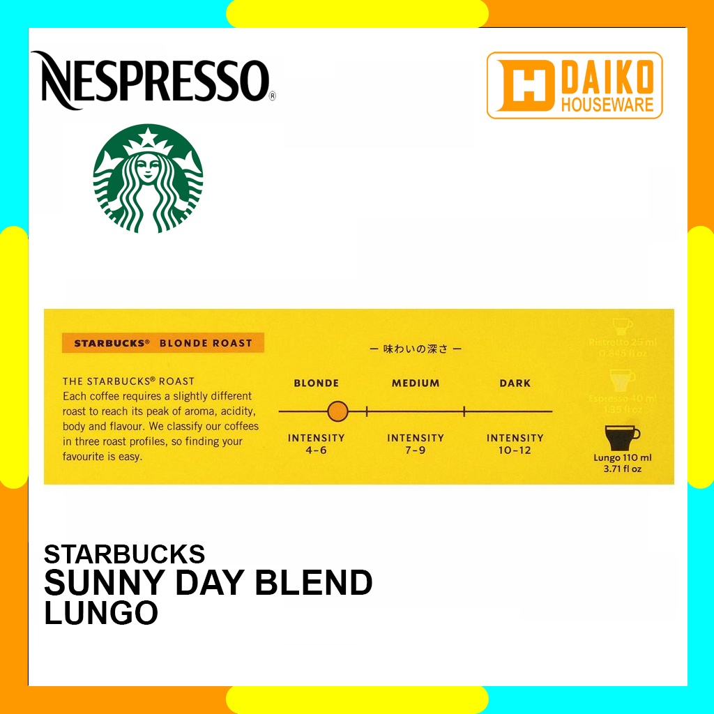 Starbucks Capsule By Nespresso Sunny Day Blend Lungo Original