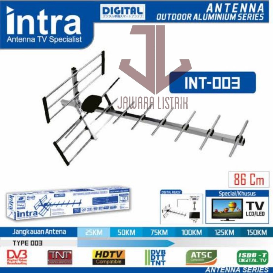 INTRA ANTENA INT003 + KABEL ANTENNA OUTDOOR DIGITAL ALUMUNIUM