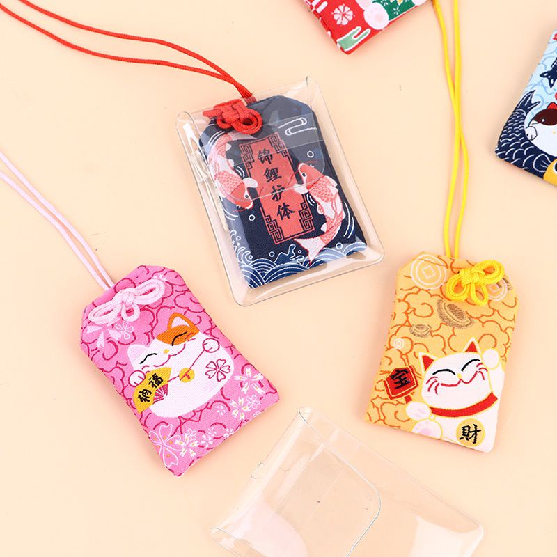 Gantungan kantong jimat tempat jimat bayi tali  jimat lucky cat
