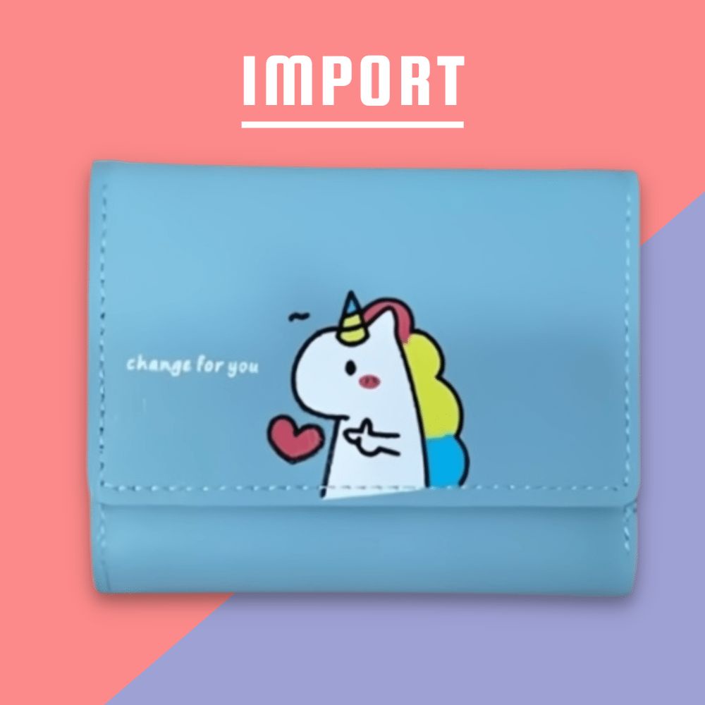 Dompet Wanita Mini Lipat 3 Imut Lucu Desain Karakter Unicorn Unik