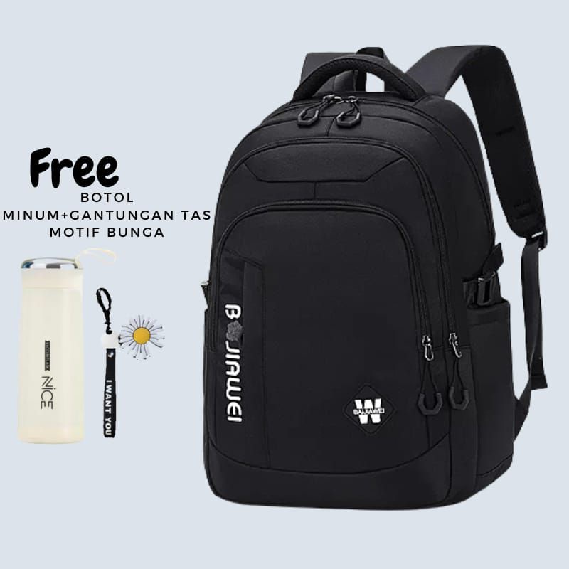 Tas Ransel Kualitas tinggi free botol minm+pelindung hujan/Ransel wibo kualiti