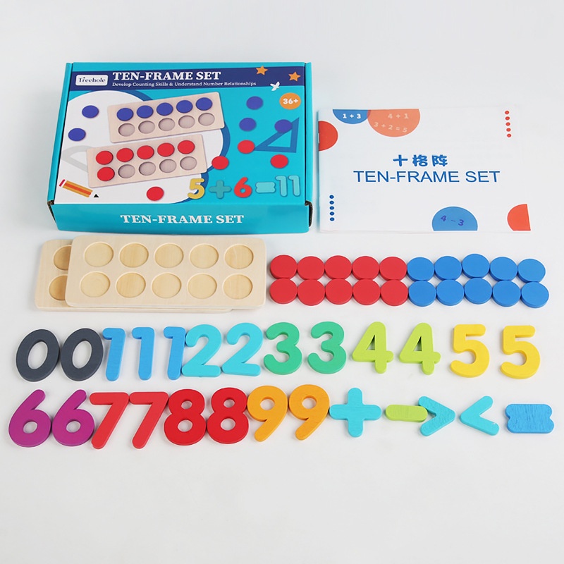 TweedyToys - Ten Frame Set Berhitung Dus / Mainan Edukasi Berhitung Kayu