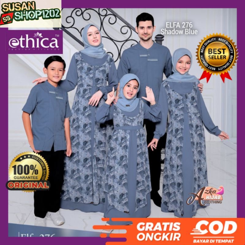 SARIMBIT ETHICA 2023 ELFA 276 SHADOW BLUE / BAJU COUPLE KELUARGA / BAJU MUSLIM COUPLE KELUARGA / BAJ