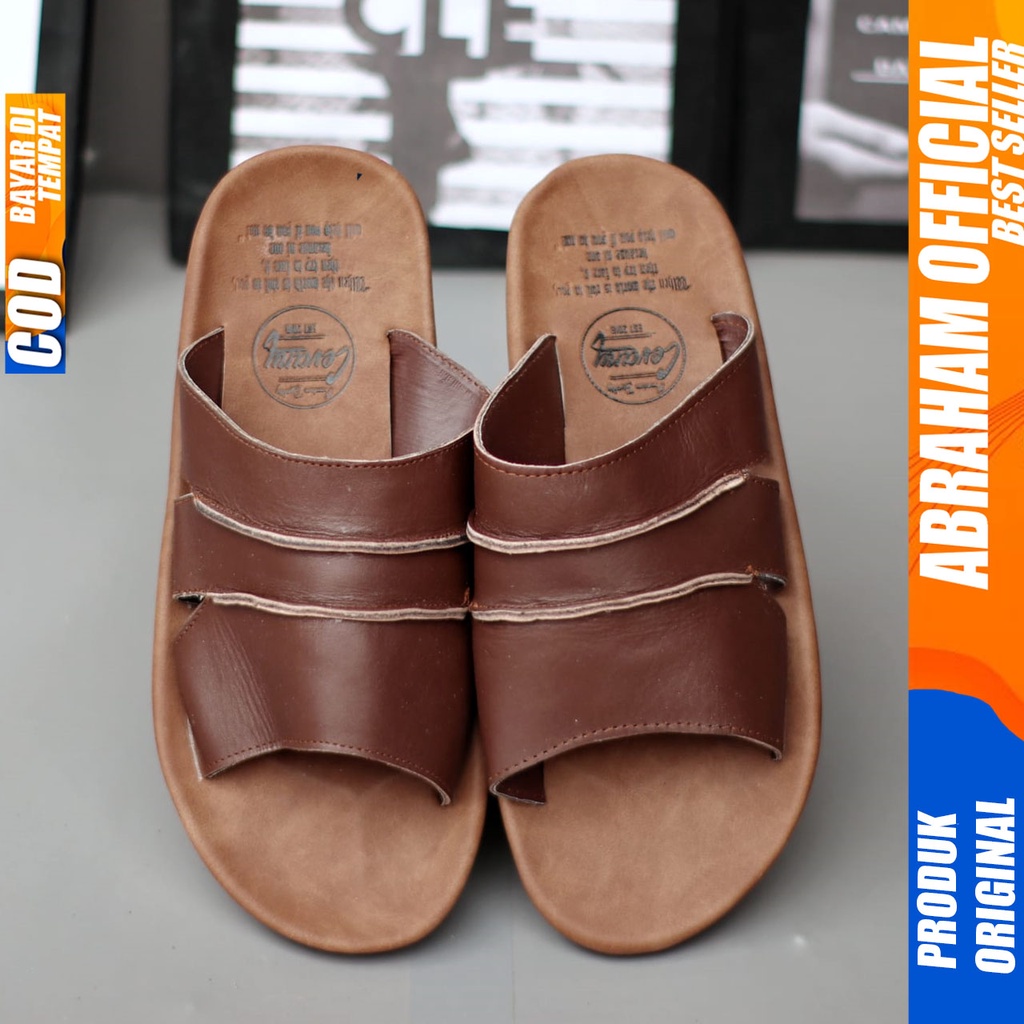 Sandal Slide Pria Kulit Asli Original Abraham COMBI