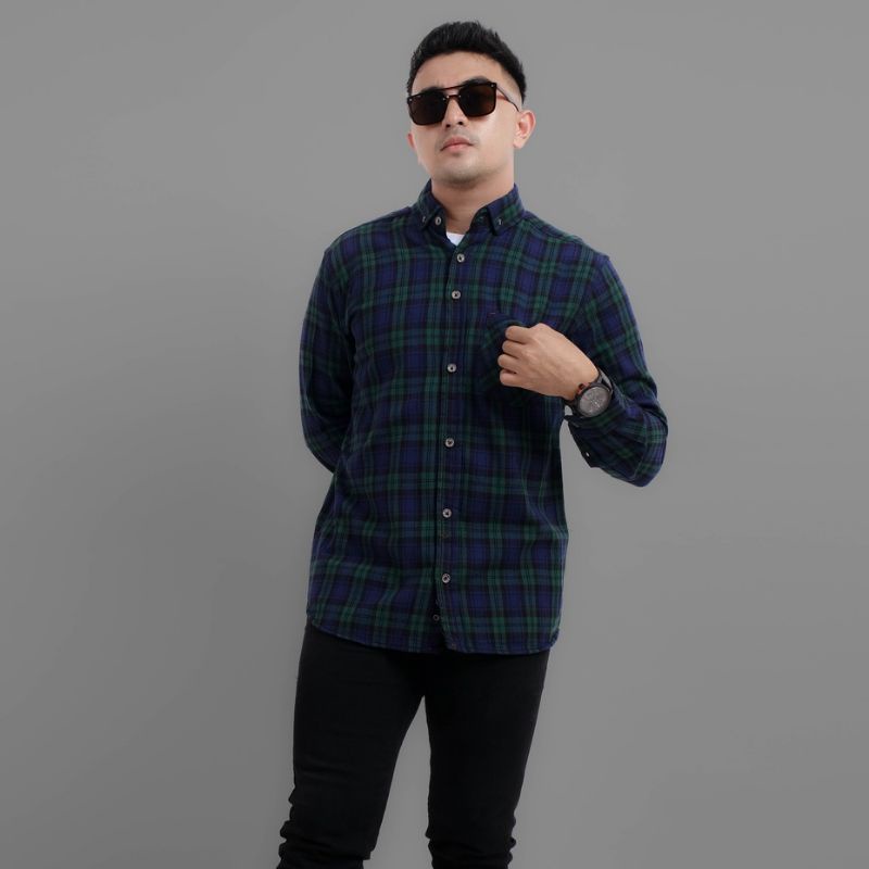 Flanel kemeja lengan panjang pria baju pria