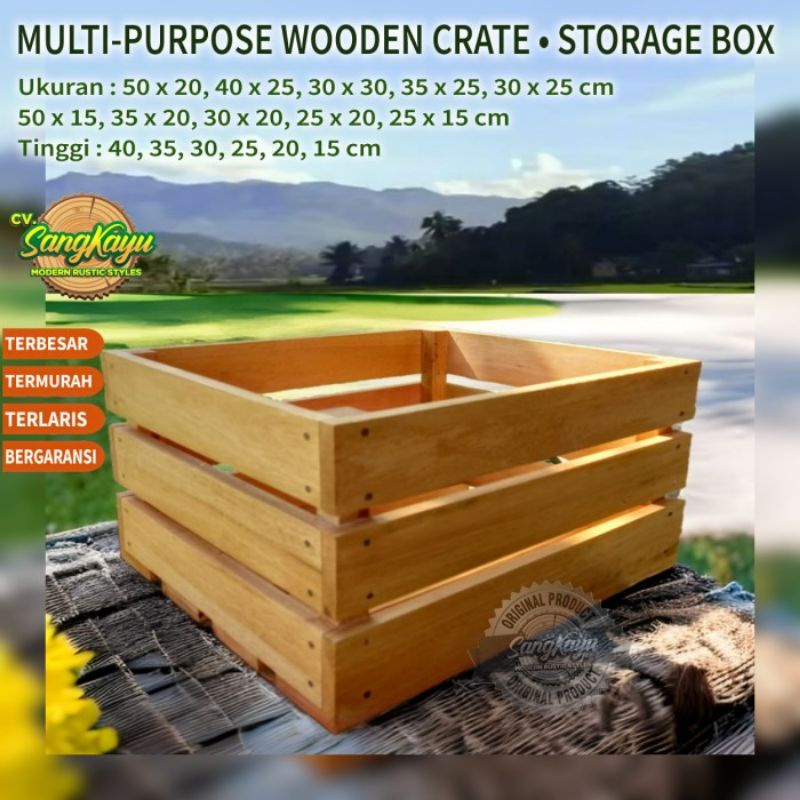 Wood crate box kayu penyimpanan serbaguna keranjang kayu kotak rak