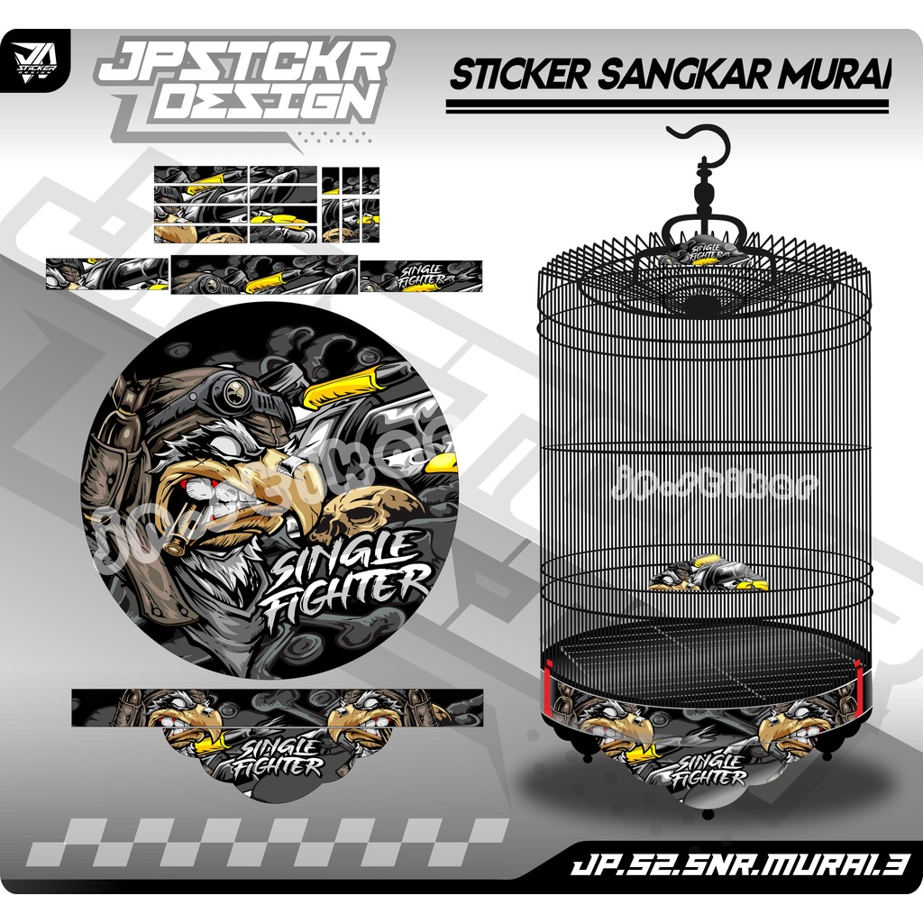 Sticker Decal Sangkar Murai Batu Stiker Ebod Radja BnR Setiker Dekal Kandang MURAI BATU JP.S2-3
