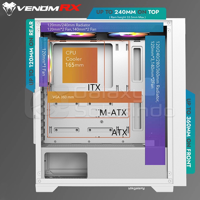 VenomRX AEGON Tempered Glass Gaming Case - White