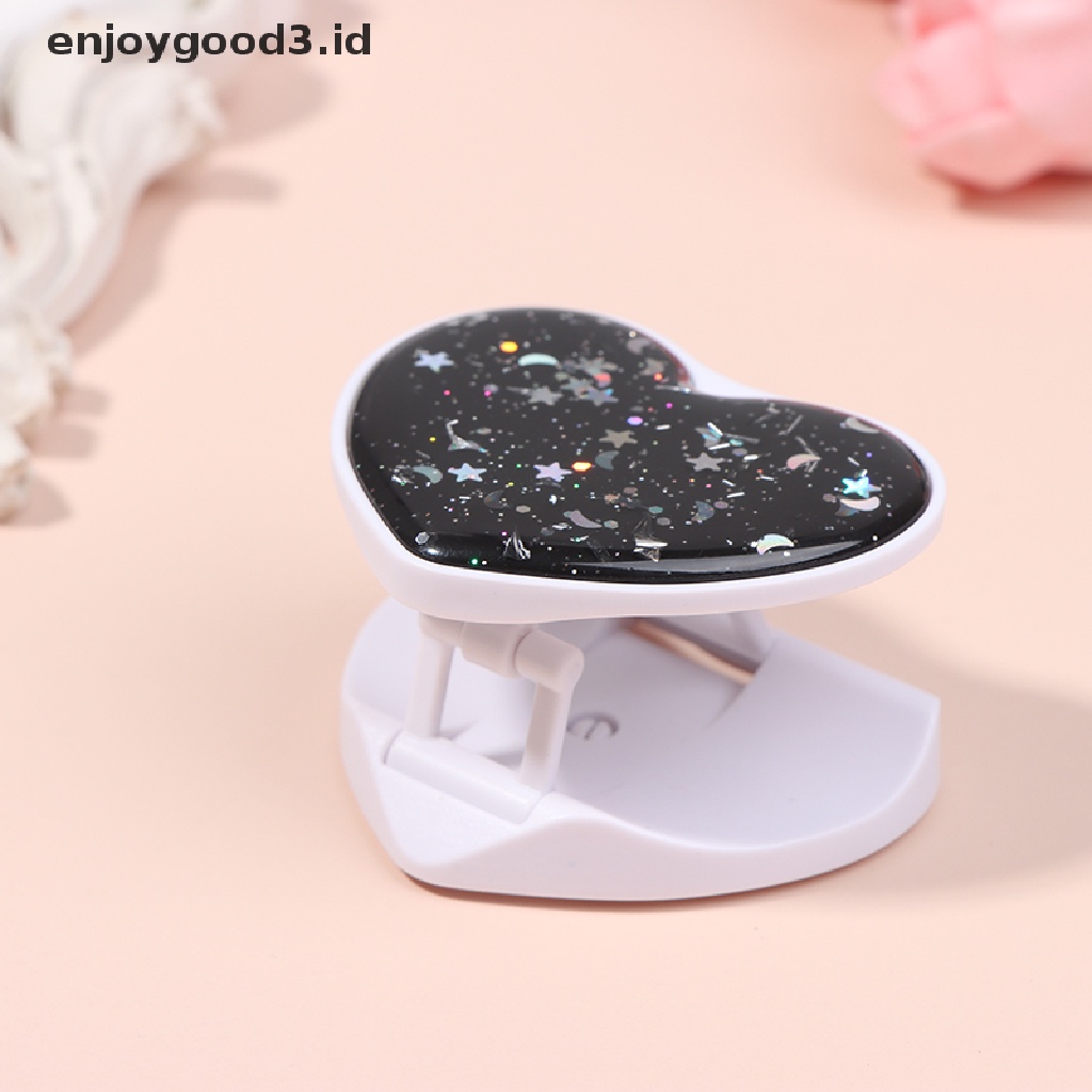 [Rready Stock] Grip Stand Dudukan Handphone Glitter Lipat Bulat Hati Universal (ID)