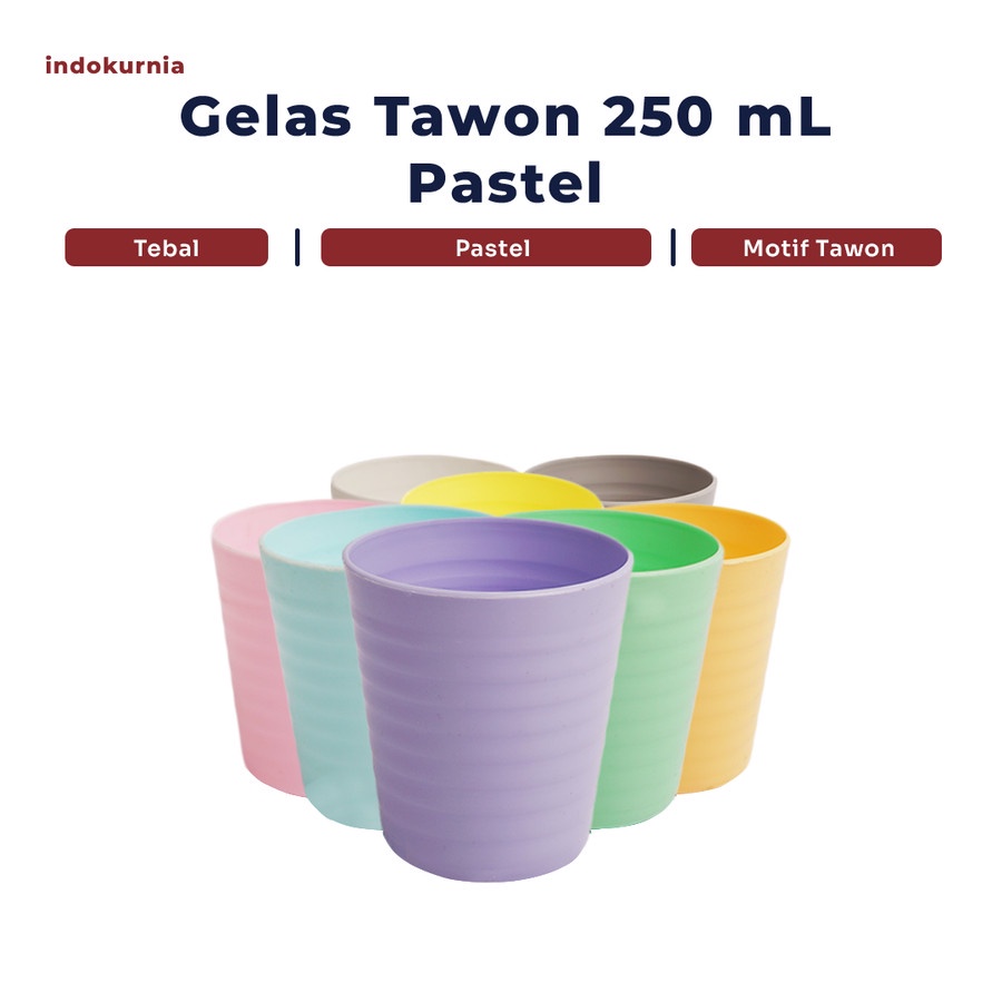 IK - GELAS PLASTIK TAWON PASTEL MACARON 250ML ULIR BEE TERMURAH