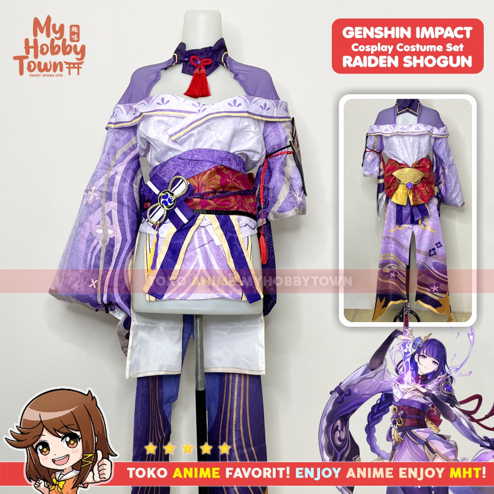 Kostum Cosplay Anime Game Genshin Impact Raiden Shogun Baal