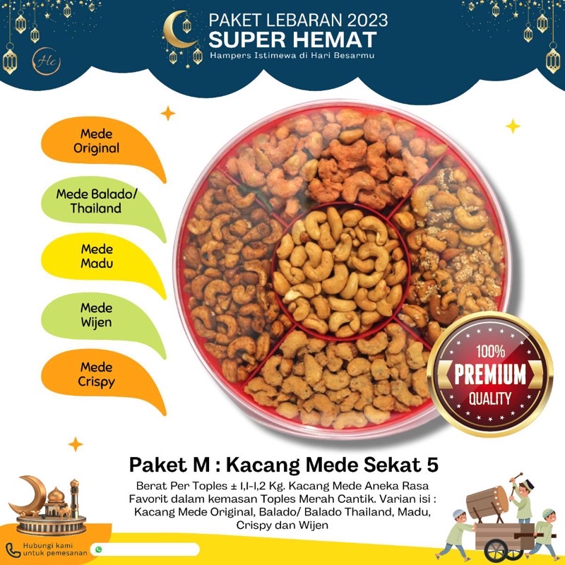 

kacang mede sekat 5 / kacang mede lebaran / kacang mede beraneka rasa