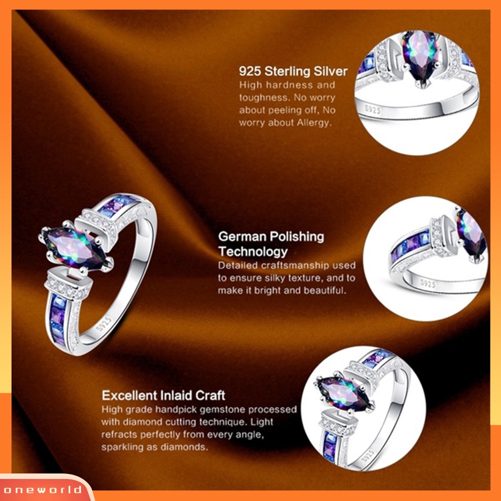 {oneworld} Wanita Fashion Multicolor Marquise Cut Cubic Zirconia Hias Jari Cincin Perhiasan