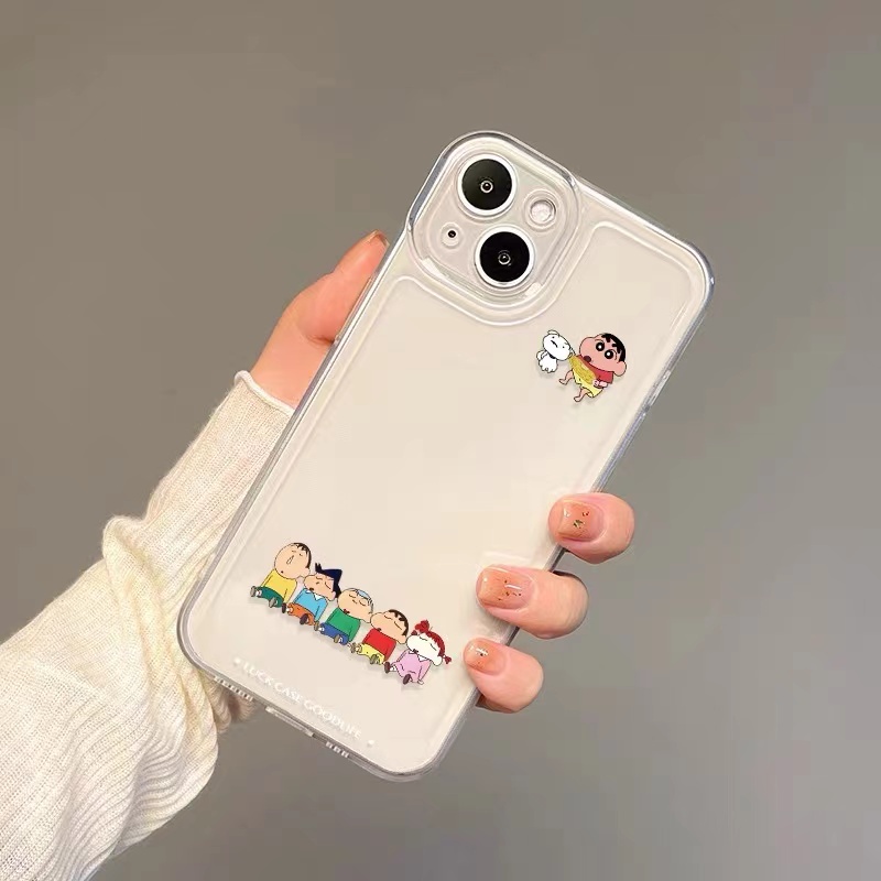 IPHONE Casing Ponsel Lembut Anak-Anak Lucu Kompatibel Untuk Iphone14 11 13 12 Pro XS Max Silcone Casing Tahan Guncangan X XR 7 8 6S Plus Cover TPU Hitam Transparan